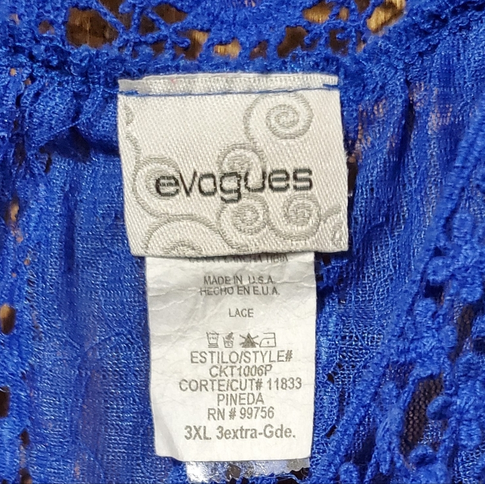 Evogues Blue Lace Top or Swim Cover-up Size 3X - Picture 7 of 7